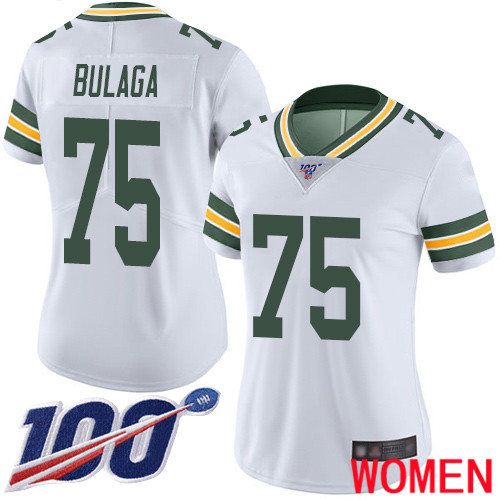 Green Bay Packers Limited White Women #75 Bulaga Bryan Road Jersey Nike NFL 100th Season Vapor Untouchable